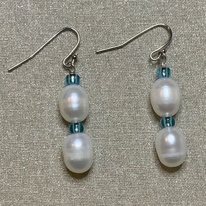 Beautiful Glass Beads and Freshwater Pearl Earrings